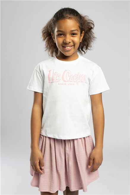 Sketch Kız Çocuk Baskılı Bisiklet Yaka T-Shirt Beyaz