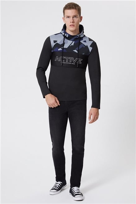 Skyler Erkek Kapüşonlu Sweatshirt Siyah
