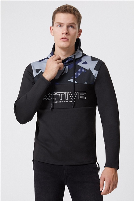 Skyler Erkek Kapüşonlu Sweatshirt Siyah