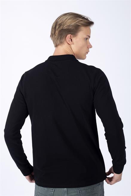 Soon Erkek %100 Pamuk Uzun Kol T-Shirt Siyah