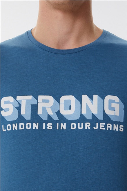 Storing Erkek %100 Pamuk Bisiklet Yaka T-Shirt Petrol