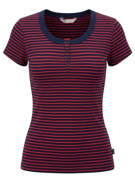 STRIPE Kadın Çizgili T-Shirt Laci̇vert-Kirmizi