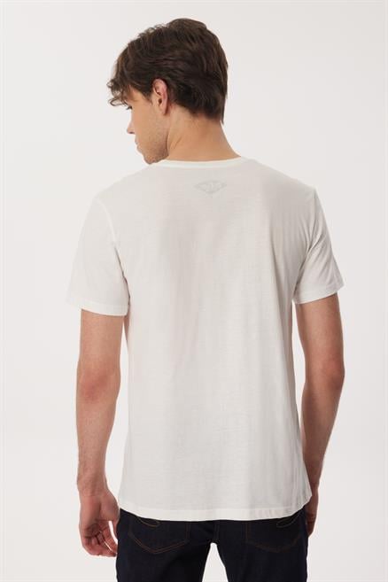 Sunny Erkek %100 Pamuk O Yaka T-Shirt Beyaz