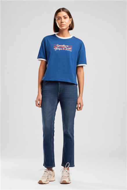 Susıe Kadın Mid Rise Straight Fit Jean Pantolon Koyu Mavi̇