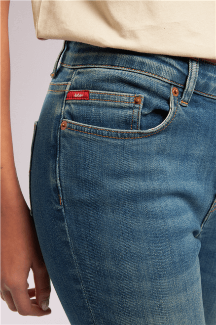 Susıe Kadın Mid Rise Straight Fit Pamuklu Jean Pantolon Orta Mavi̇