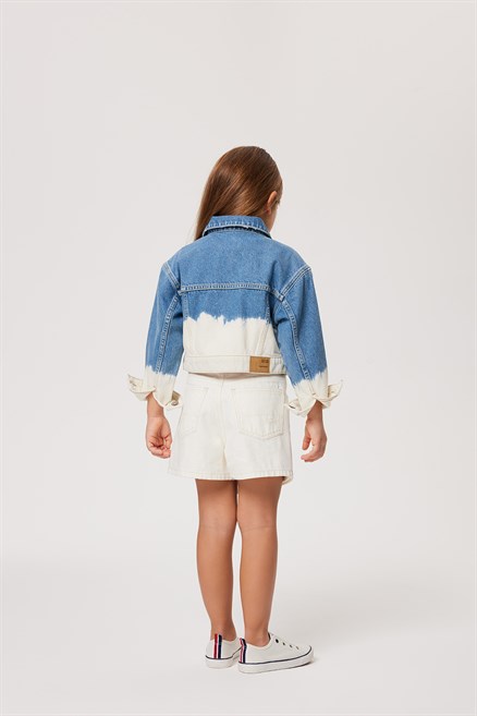 Tao Kız Çocuk %100 Pamuk Jean Şort Etek White Jean
