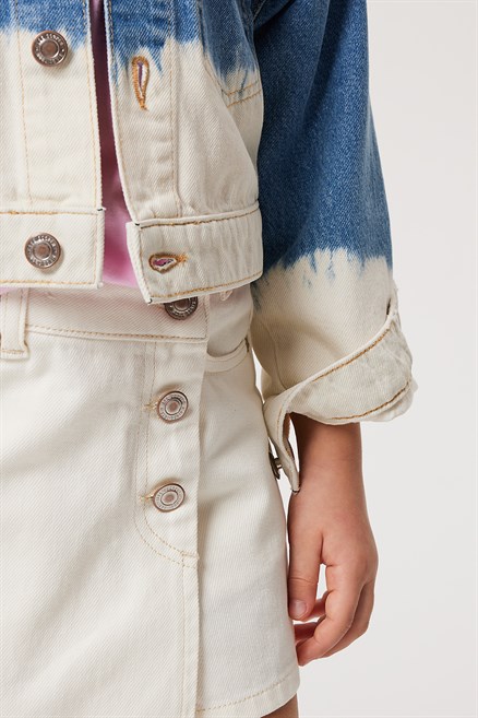 Tao Kız Çocuk %100 Pamuk Jean Şort Etek White Jean