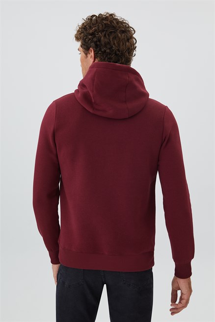 Tess Erkek Kapüşonlu Sweatshırt Mürdüm