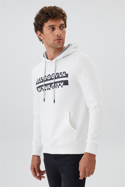 Tess Erkek Kapüşonlu Sweatshırt Off Whıte