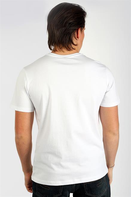 Tesse Erkek %100 Pamuk O Yaka T-Shirt Beyaz
