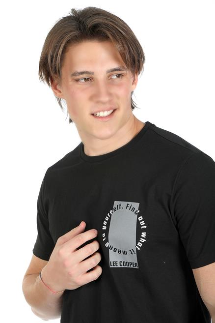 Tesse Erkek %100 Pamuk O Yaka T-Shirt Siyah