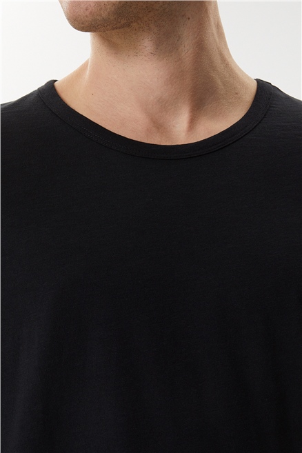 Thomas Erkek %100 Pamuk Oversize Bisiklet Yaka T-Shirt Siyah