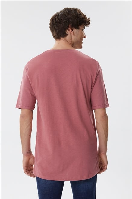 Thomas Erkek %100 Pamuk Oversize Bisiklet Yaka T-Shirt Gül Kurusu
