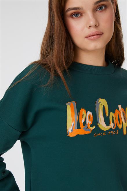 Tila Kadın %100 Pamuk O Yaka Sweatshirt Zümrüt Yeşili