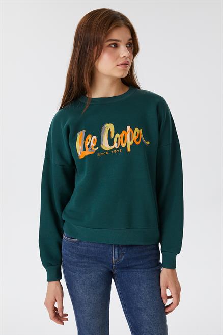 Tila Kadın %100 Pamuk O Yaka Sweatshirt Zümrüt Yeşili