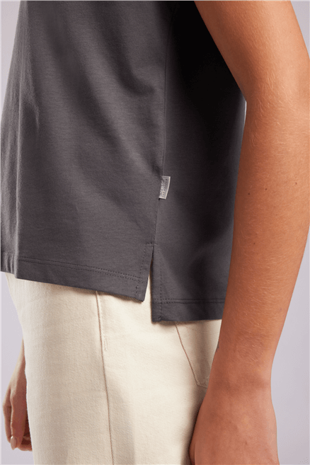 Tımeless Kadın %100 Pamuk Basic Bisiklet Yaka T-Shirt Gri