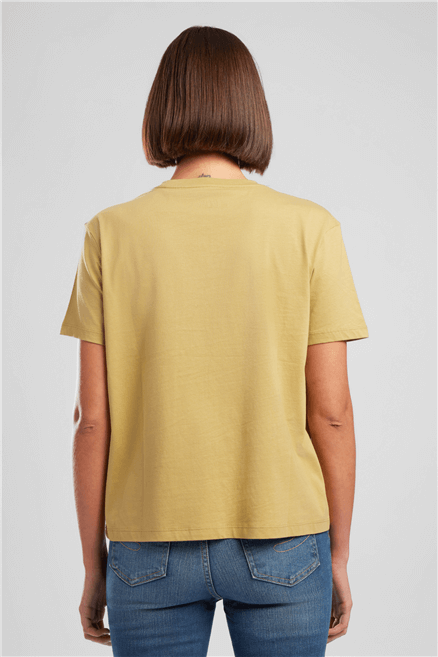 Tıpsy Kadın Baskılı Bisiklet Yaka T-Shirt Yeşil