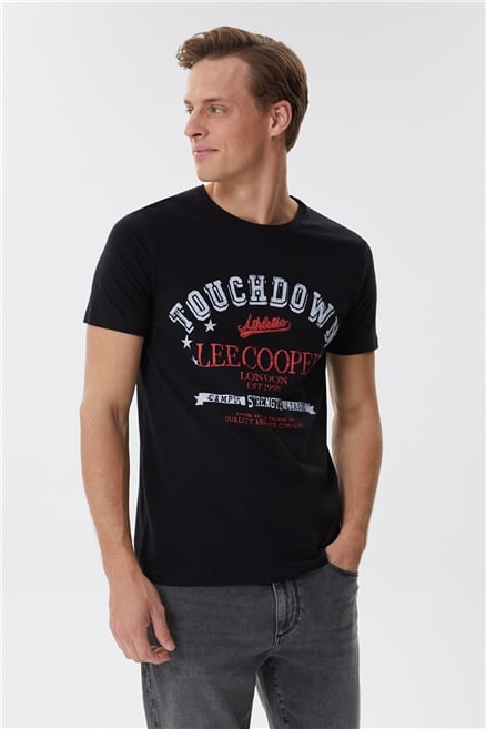 Touch Erkek %100 Pamuk Bisiklet Yaka T-Shirt Siyah