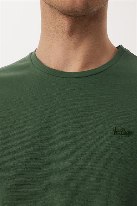 Twingo 1 Erkek %100 Pamuk O Yaka Pike T-Shirt Koyu Yeşil