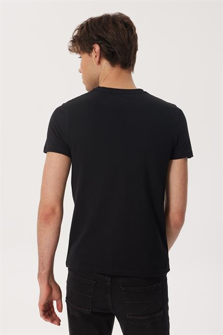 Twingo 1 Erkek %100 Pamuk O Yaka Pike T-Shirt Siyah