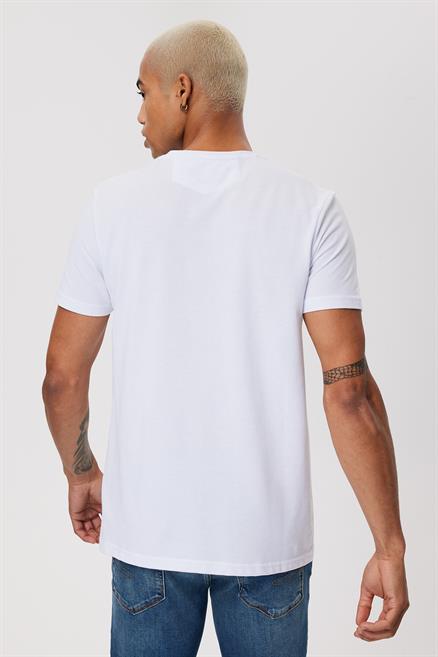 Twingo Erkek %100 Pamuk O Yaka Pike T-Shirt Beyaz