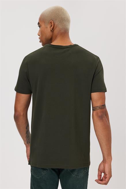 Twingo Erkek %100 Pamuk O Yaka Pike T-Shirt Haki