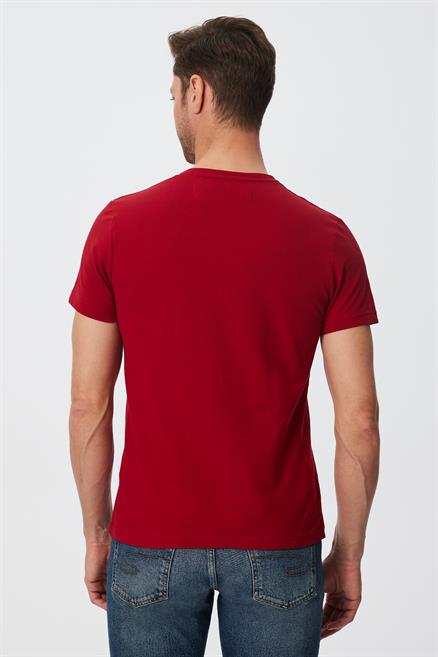 Twingo Erkek %100 Pamuk O Yaka Pike T-Shirt Kırmızı