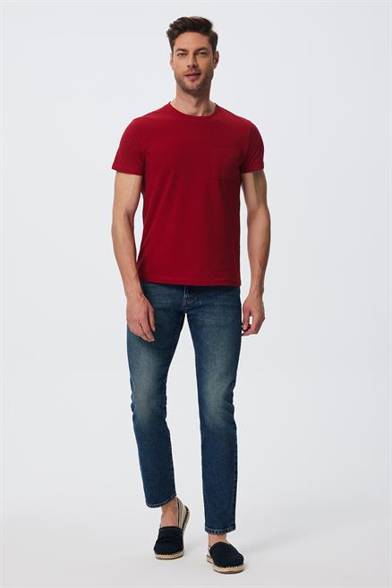Twingo Erkek %100 Pamuk O Yaka Pike T-Shirt Kırmızı