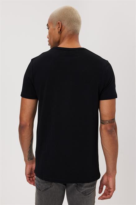 Twingo Erkek %100 Pamuk O Yaka Pike T-Shirt Siyah