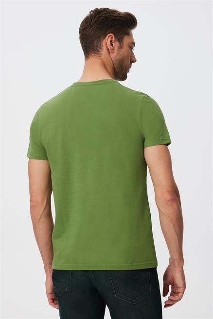 Twingo Erkek %100 Pamuk O Yaka Pike T-Shirt Yeşil
