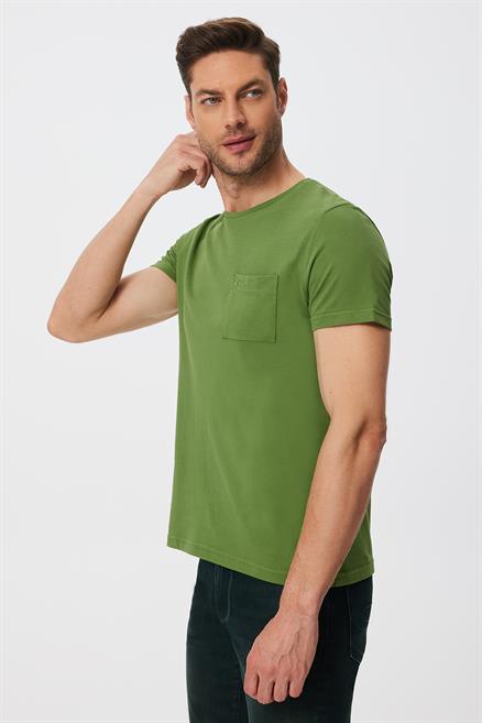 Twingo Erkek %100 Pamuk O Yaka Pike T-Shirt Yeşil