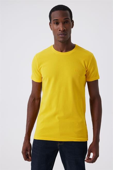 Twingos 6 Erkek %100 Pamuk Pike O Yaka T-Shirt Sarı