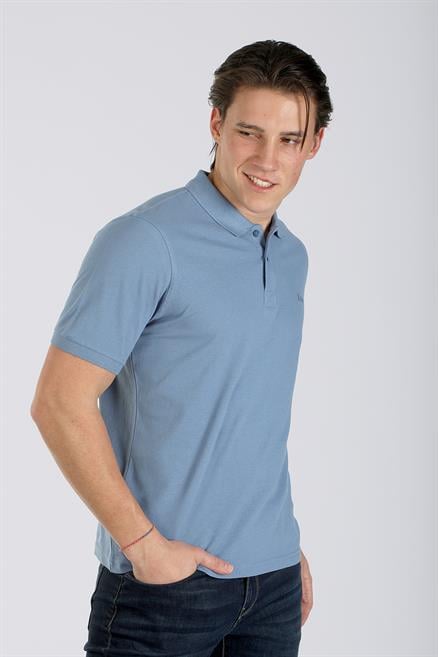 Twins 1 Erkek %100 Pamuk Pike Polo Yaka T-Shirt Açık Mavi
