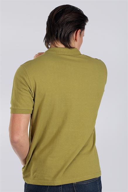 Twins 1 Erkek %100 Pamuk Pike Polo Yaka T-Shirt Yağ Yeşili