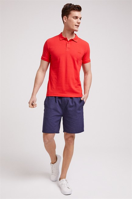 Twins Erkek %100 Pamuk Polo Yaka T-Shirt Mercan