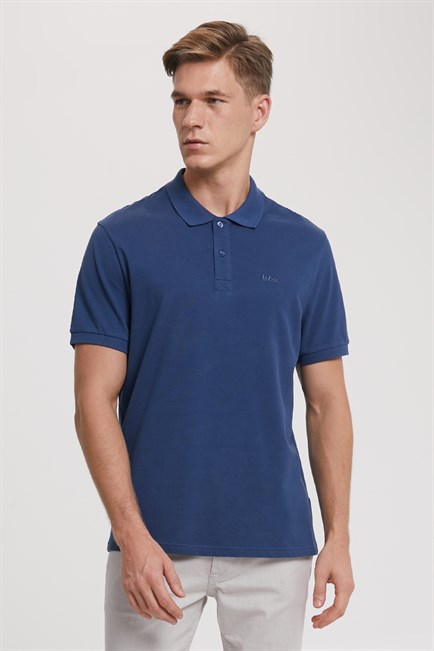 Twins Erkek %100 Pamuk Polo Yaka T-Shirt İndigo