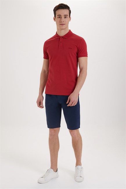 Twins Erkek %100 Pamuk Polo Yaka T-Shirt Kırmızı