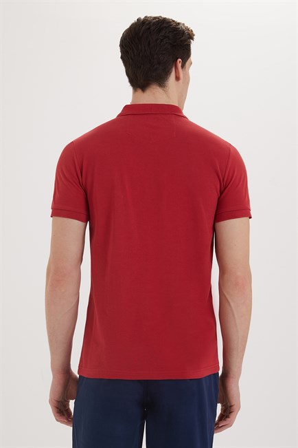 Twins Erkek %100 Pamuk Polo Yaka T-Shirt Kırmızı