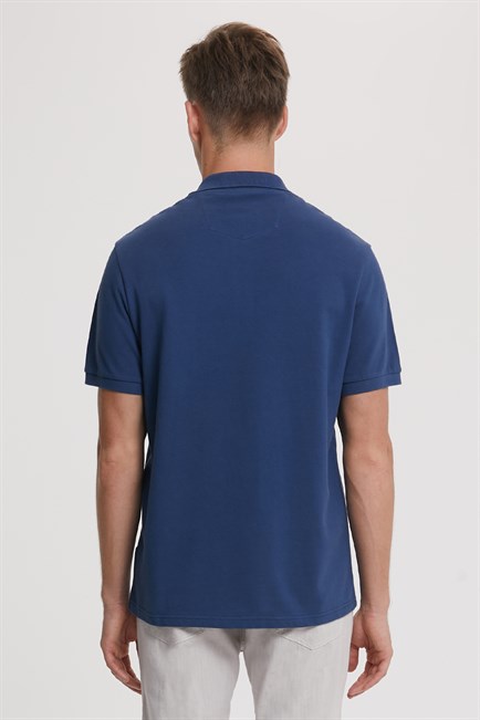 Twins Erkek %100 Pamuk Polo Yaka T-Shirt İndigo