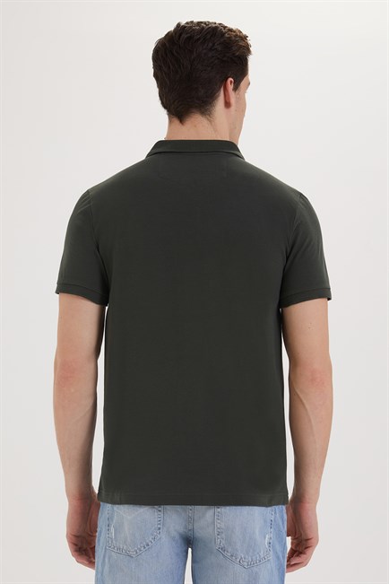 Twins Erkek %100 Pamuk Polo Yaka T-Shirt Olive