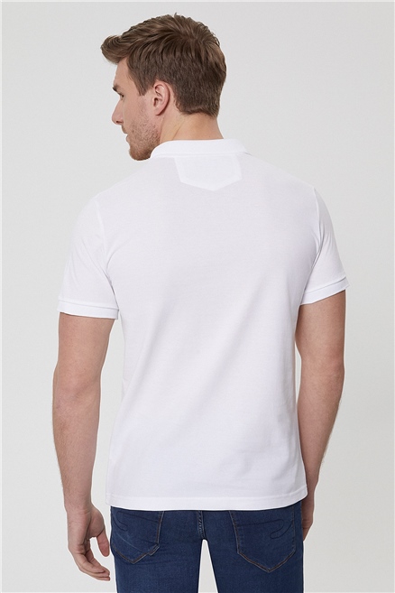 Twins Erkek %100 Pamuk Polo Yaka T-Shirt Beyaz