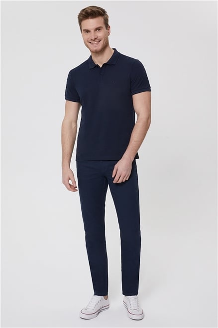 Twins Erkek %100 Pamuk Polo Yaka T-Shirt Lacivert