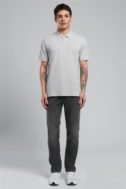 Twins Erkek %100 Pamuk Polo Yaka T-Shirt Taş