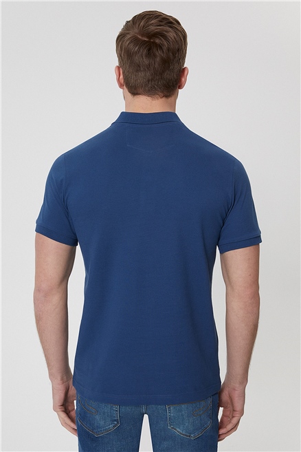 Twins Erkek %100 Pamuk Polo Yaka T-Shirt İndigo