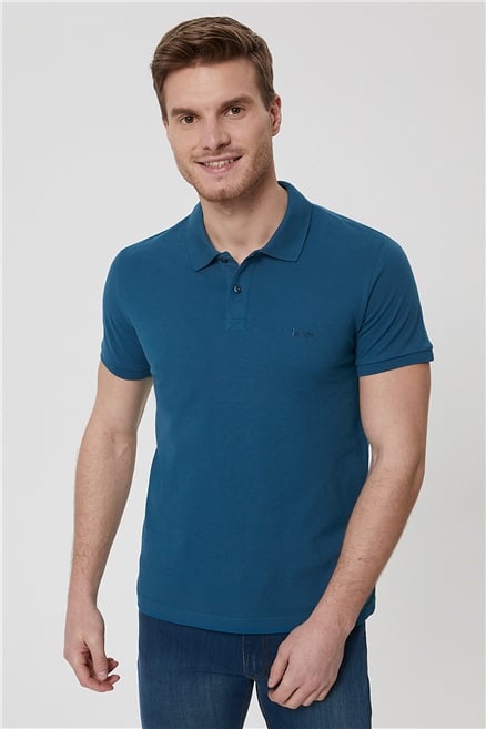 Twins Erkek %100 Pamuk Polo Yaka T-Shirt Petrol
