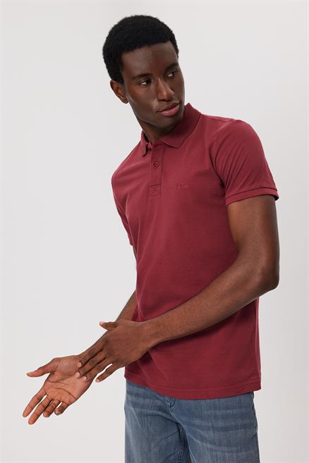 Twins Erkek %100 Pamuk Polo Yaka T-Shirt Bordo