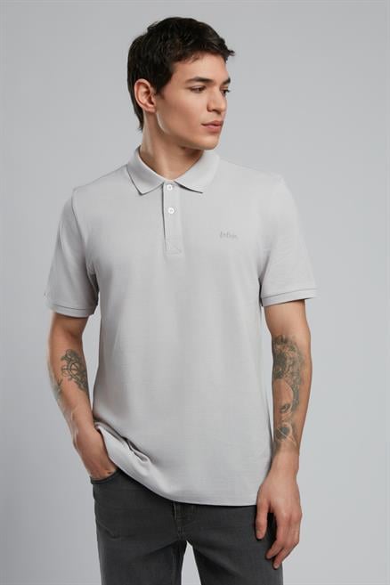 Twins Erkek %100 Pamuk Polo Yaka T-Shirt Taş