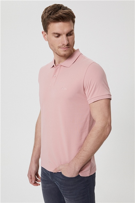 Twins Erkek %100 Pamuk Polo Yaka T-Shirt Pembe