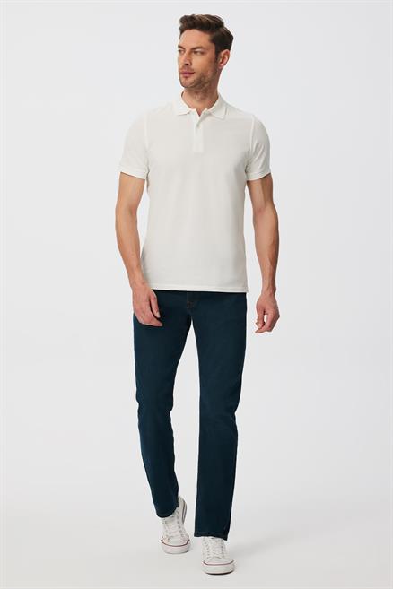Twins Erkek %100 Pamuk Polo Yaka T-Shirt Ekru