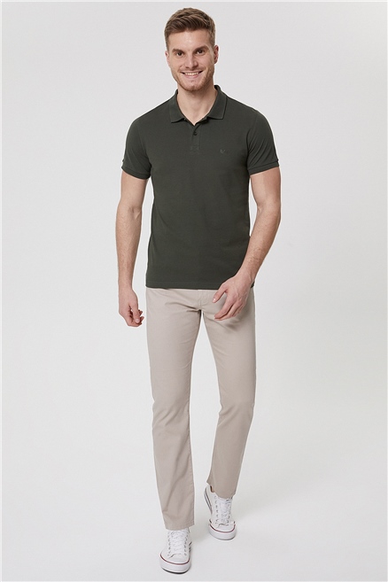 Twins Erkek %100 Pamuk Polo Yaka T-Shirt Olive